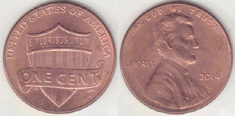 2014 D USA 1 Cent (Unc) A008578
